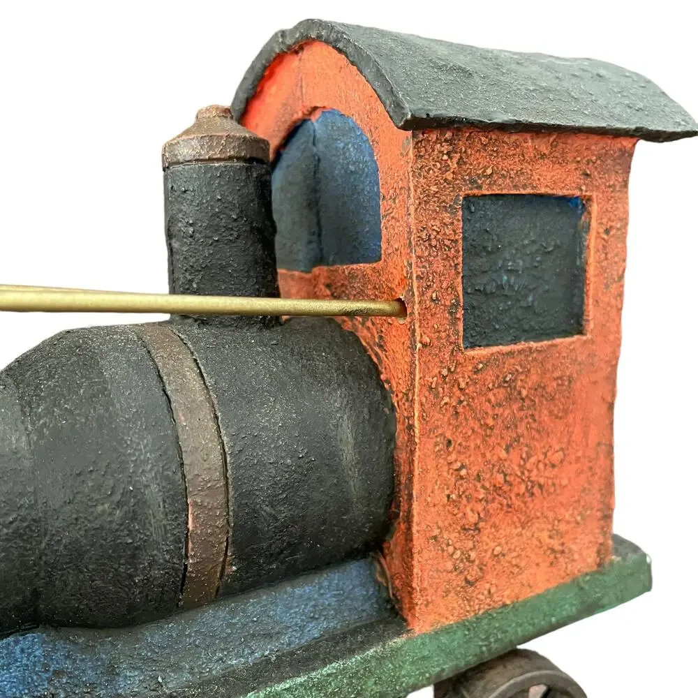 Vintage Cast Iron Locomotive Train Engine Russ Berrie Age of Travel 13425 TAGS